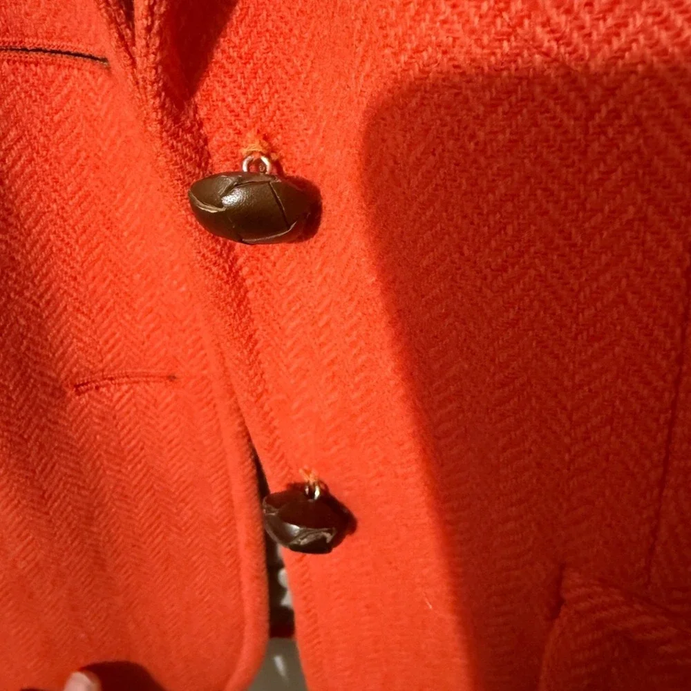 J‎ Crew Women's 100% Wool Blazer Herringbone Orange Sz 0P Classic Preppy